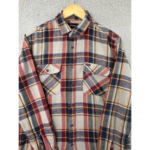 Brixton Bowery Flannel Shirt Mens Medium Plaid Long Sleeve Button Up Casual Warm